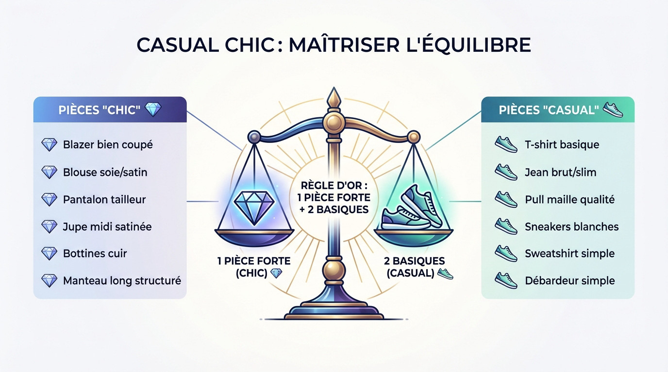 Femme portant une tenue casual chic équilibrée avec un blazer et un jean