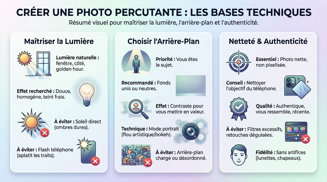 Femme souriante profitant d'une lumière naturelle parfaite pour sa photo de profil