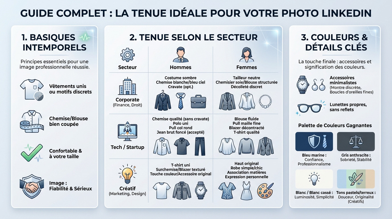 Guide complet pour choisir la tenue idéale pour une photo LinkedIn professionnelle homme et femme