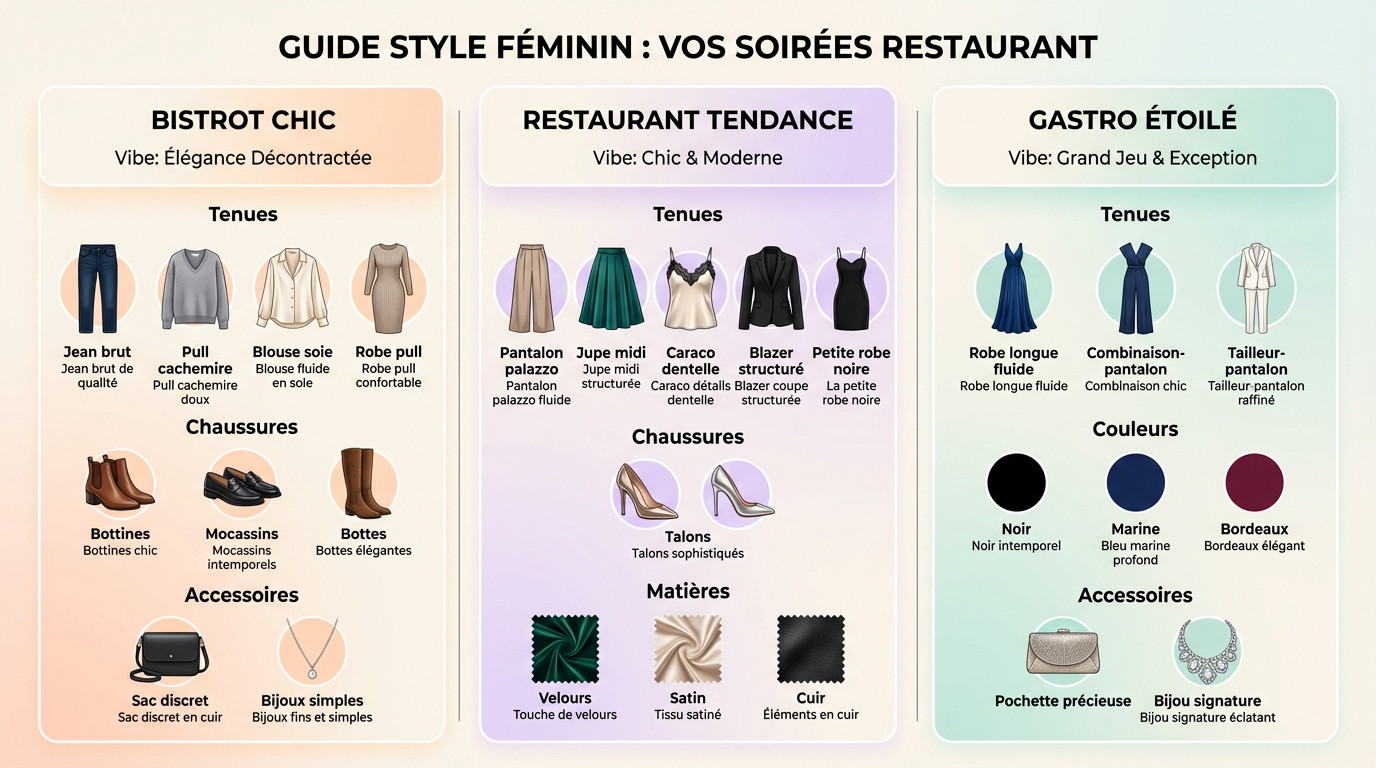Femme élégante en tenue de soirée au restaurant avec un verre de vin