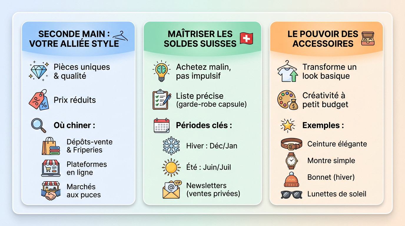 Guide shopping malin étudiant suisse : seconde main et accessoires stylés