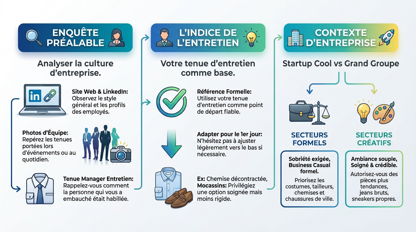 Guide visuel pour choisir une tenue professionnelle adaptée à un premier emploi ou un stage