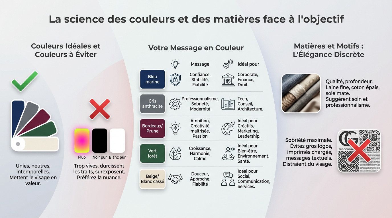 Femme portant une tenue professionnelle aux couleurs neutres et matières texturées pour une photo de profil réussie