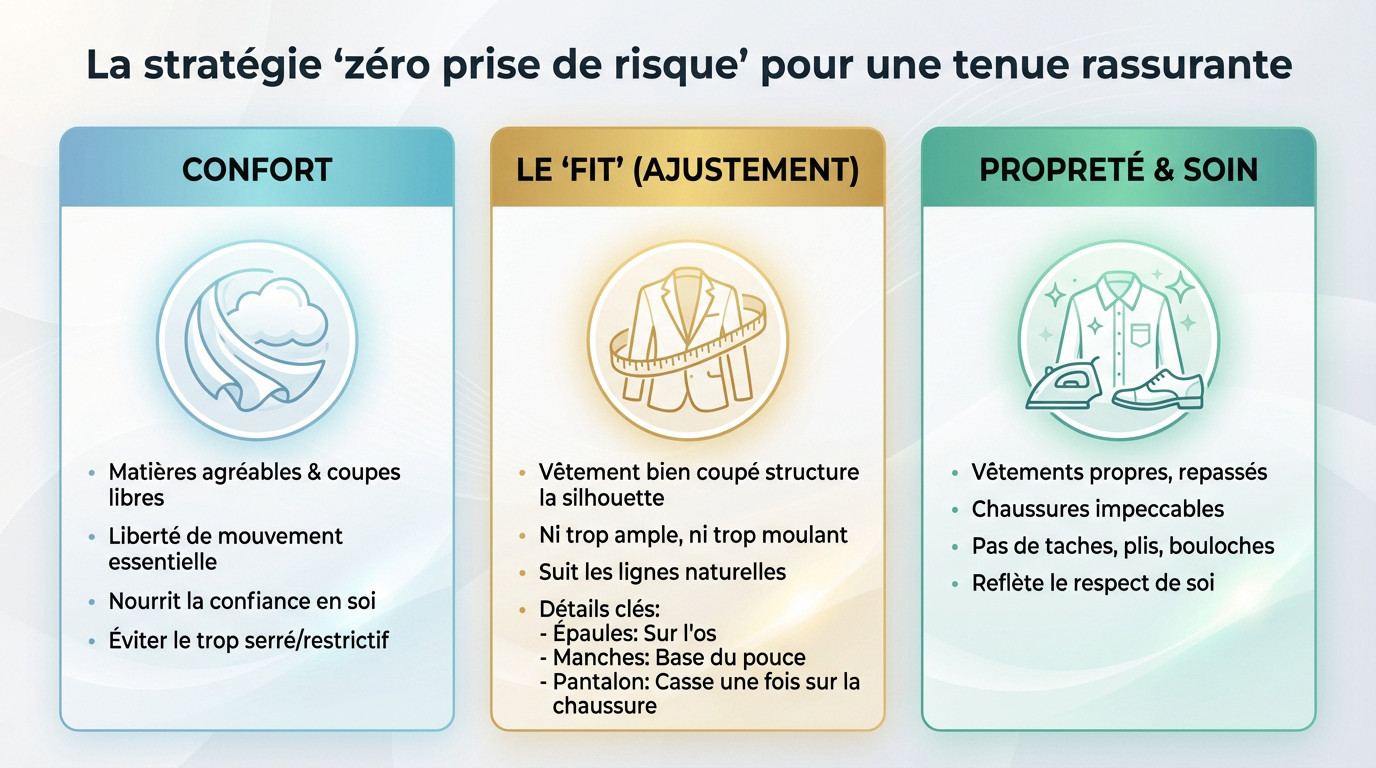 Illustration d'une tenue rassurante et confortable pour un premier rendez-vous