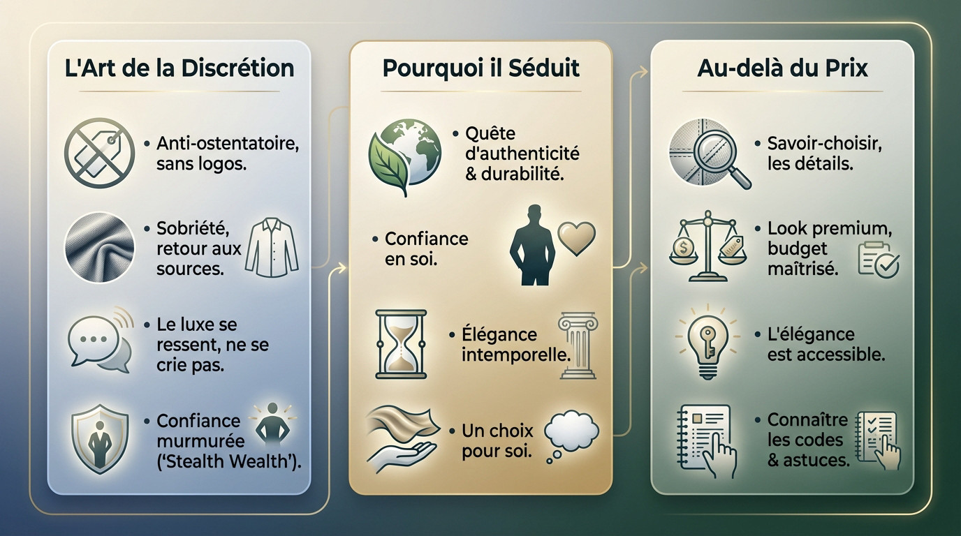 Homme portant un style quiet luxury élégant et discret sans logo
