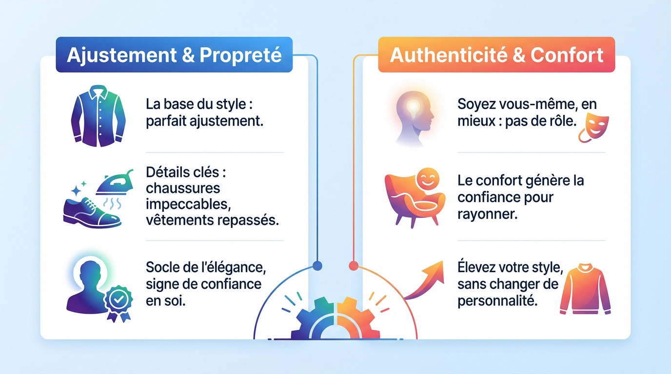 Homme ajustant sa veste de costume, illustrant l'importance du fit et de la propreté pour un premier rendez-vous réussi