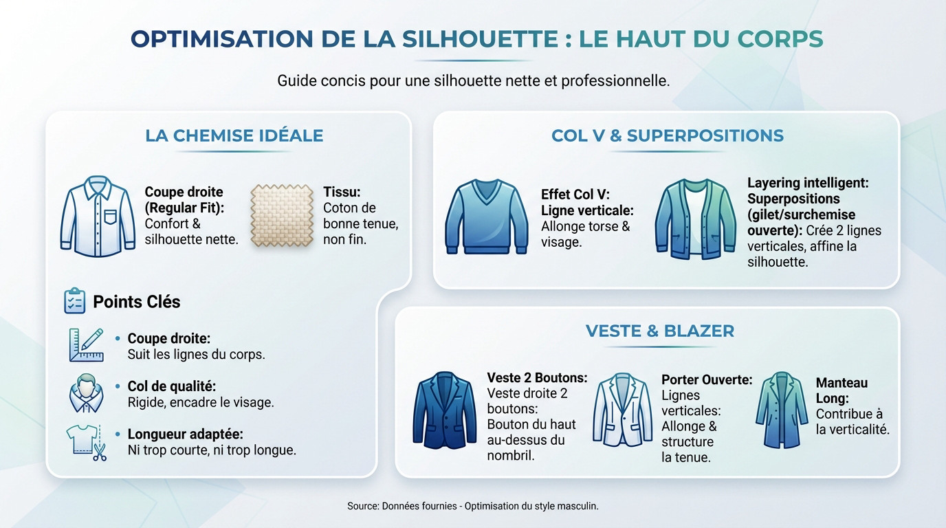 Homme élégant portant une veste bien coupée qui structure le haut du corps et harmonise la silhouette