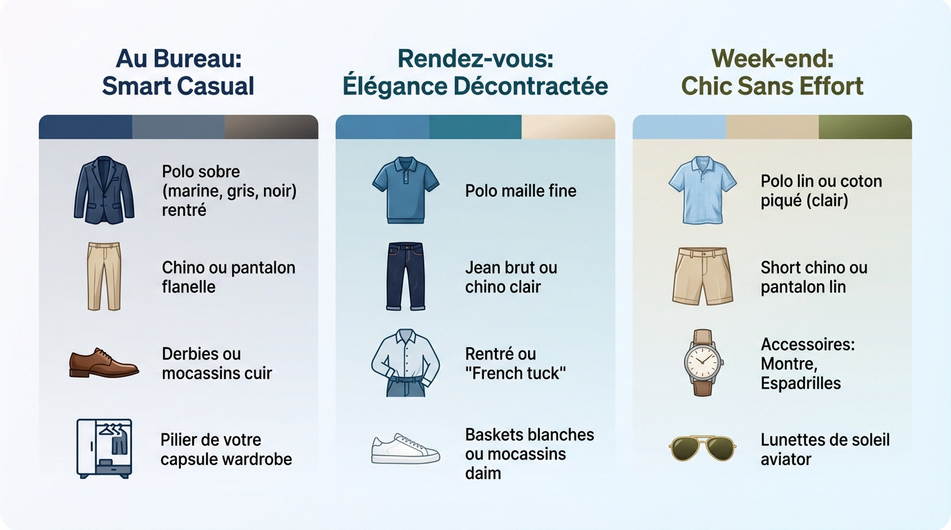 Homme portant un polo chic associé à un blazer pour un style smart casual élégant