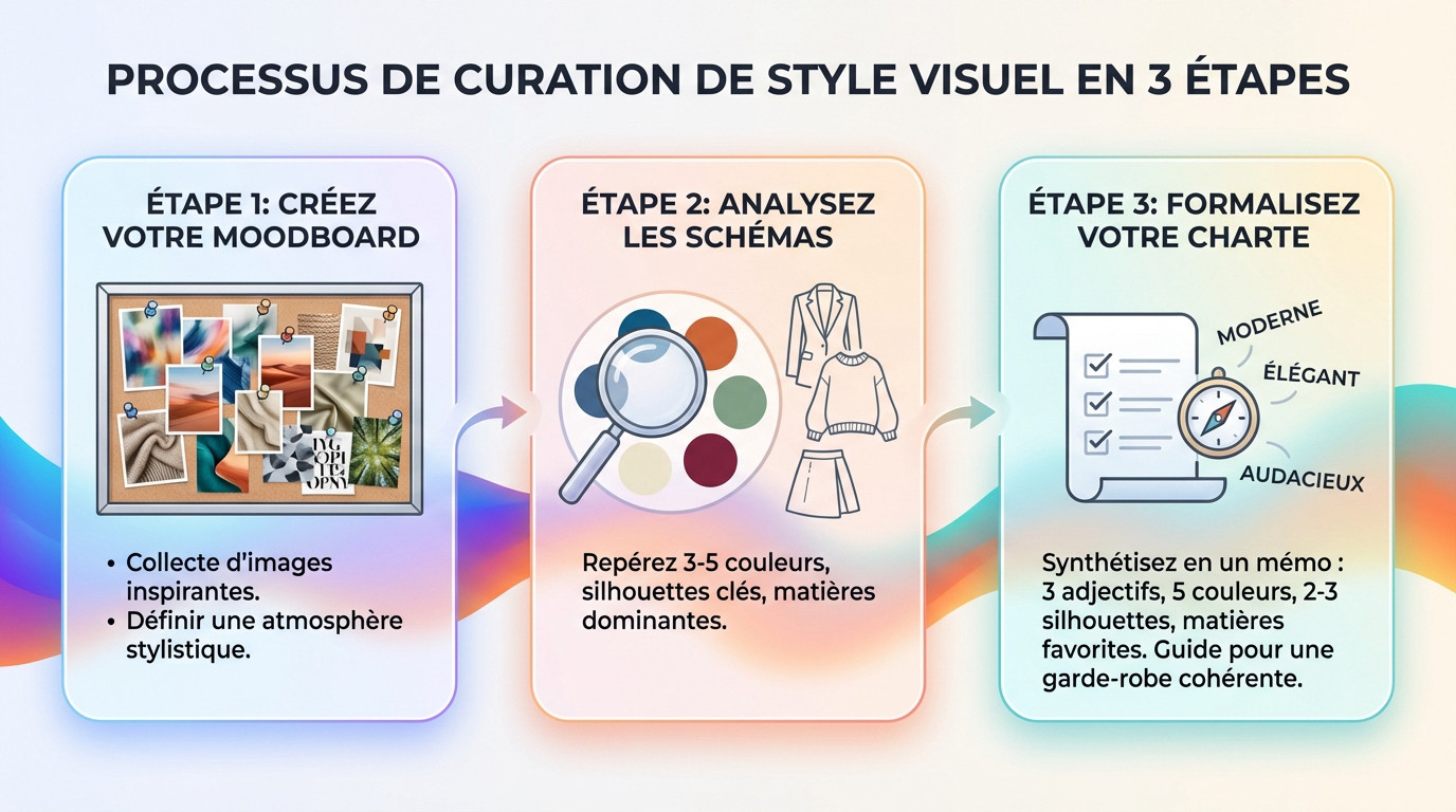 Processus de curation visuelle pour définir son style en 3 étapes clés