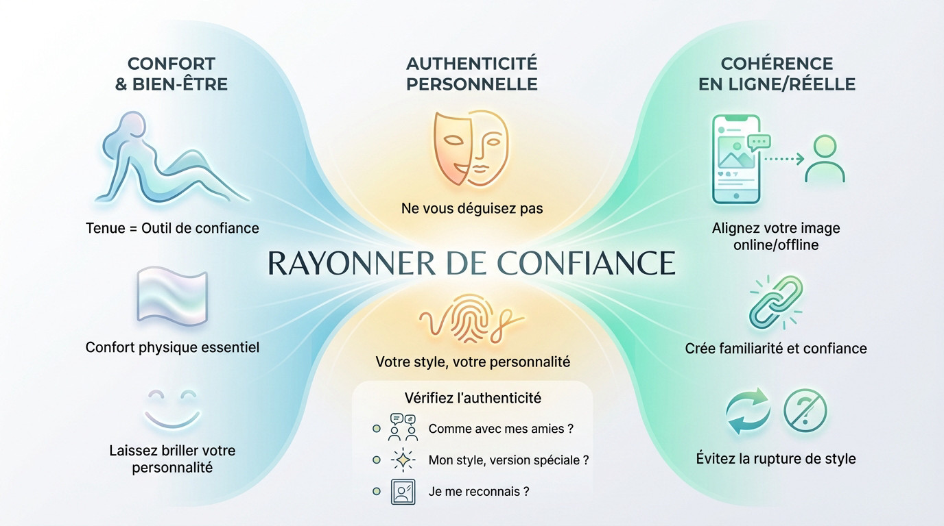 Femme souriante et confiante dans une tenue confortable pour un premier rendez-vous