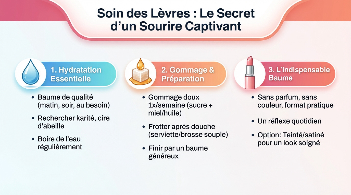 Application d'un soin hydratant sur les lèvres pour un sourire éclatant et soigné
